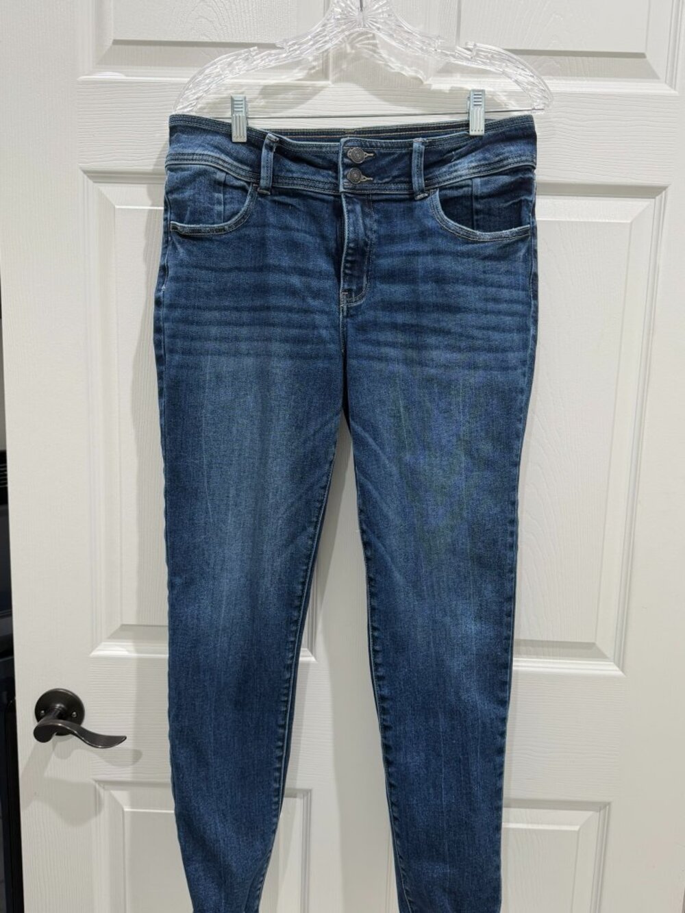 KanCan High Rise Destructed Cuff Skinny Jeans Size 29 Dark Wash